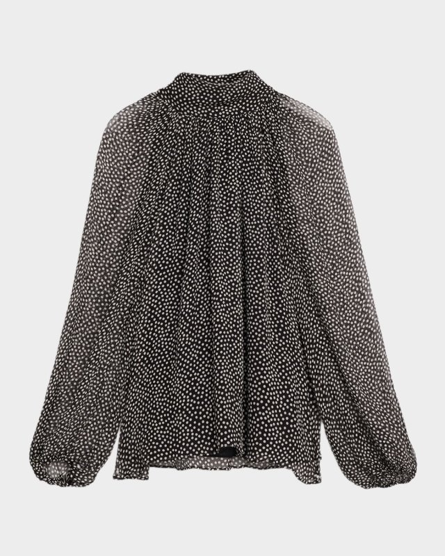Suzanne Polka-Dot Silk Blous